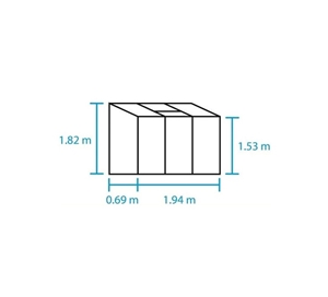 Halls Altan 3 vægdrivhus 1,3 m2 alu + 3 mm glas