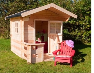 Plus Legehus m/terrasse 16741-1. 134 x 134 cm + terrasse, 19 mm blokhusbrædder