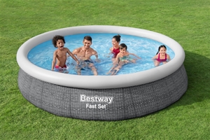 Bestway Fast Set badebassin i grå Ø366 x 76 cm