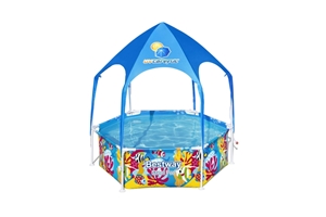 Bestway Splash-in-Shade Steel Pro pool med UV-soltag Ø183 cm