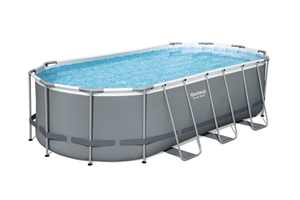 Bestway Power Steel pool i grå oval 549 x 274 x 122 cm