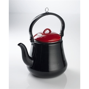 Bon-fire kande kaffe og te i sort og rød emalje 