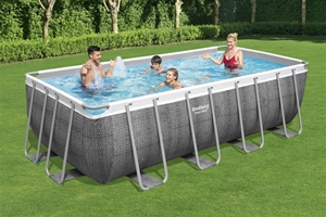 Bestway Power Steel pool i grå rektangulær 488 x 244 x 122 cm