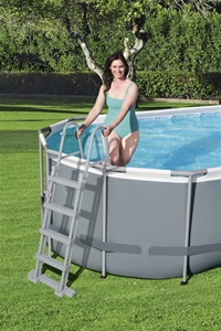 Bestway Power Steel pool i grå oval 549 x 274 x 122 cm