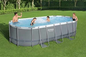 Bestway Power Steel pool i grå oval 549 x 274 x 122 cm