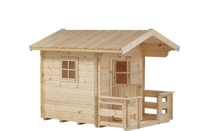 Plus Legehus m/terrasse 16741-1. 134 x 134 cm + terrasse, 19 mm blokhusbrædder