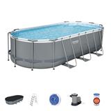Bestway Power Steel pool i grå oval 549 x 274 x 122 cm